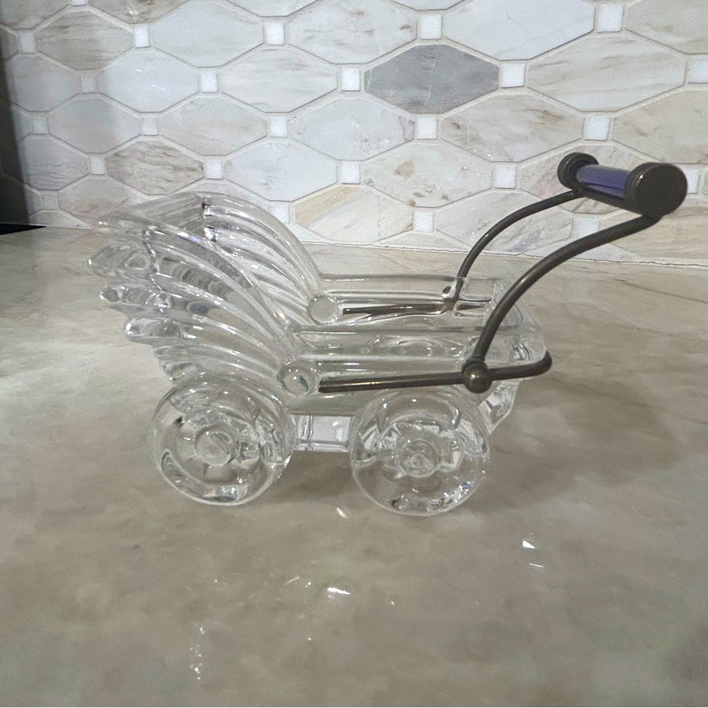 Lead crystal baby buggy, pram, stroller